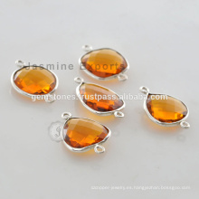 Venta al por mayor citrina de cuarzo plata bisel Gemstone Connector proveedores